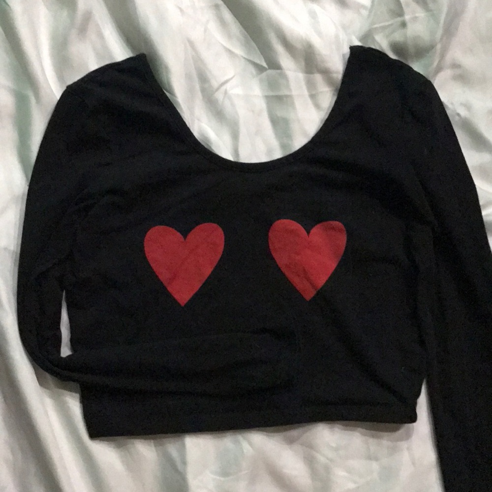 Heart LS Crop Top